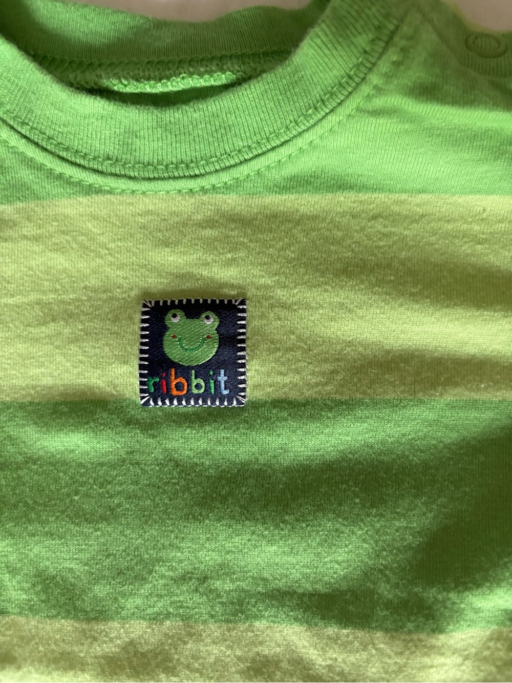 Carter's Lime & Grass Green Striped Tee with Frog Patch